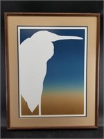 Embossed signed and numbered print of a seabird, d