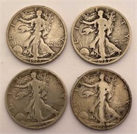 1923S, 1927S, 1928S & 1929D Walking Liberty Halves