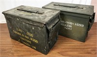 pair of metal ammo cans