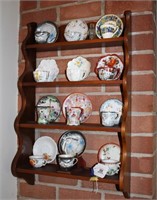 Clore Walnut Wall Shelf w/ Tea Cups