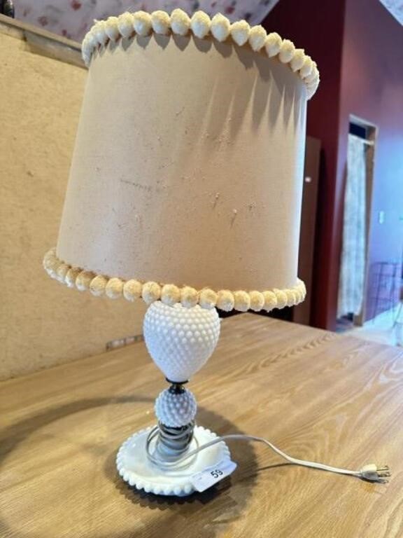 Vintage White Hobnail Bedroom Lamp