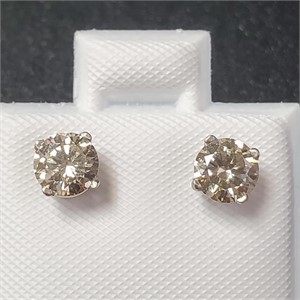 $3965 14K  Diamond (0.86Ct,Si1-2,Light Brown) Earr