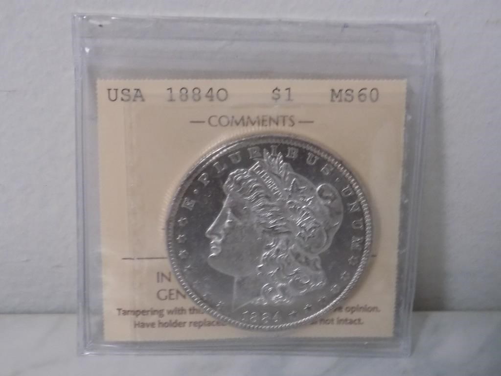 1`884 O USA Mor4gan Dollar ICCS MS60