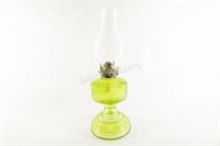 1955 Pressed Green Glass Oil Lamp