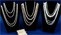 Jewelry Lot of Pearl Necklaces, Bracelets +
