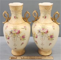 Pair Antique Crown Devon Wye Vases