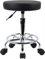ULN - KKTONER PU Leather Round Rolling Stool with