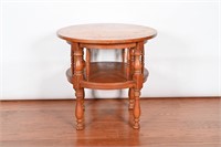 Vintage Oak  2-Tiered Round Side Table