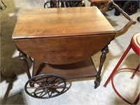 Wood Drop Side Rolling Tea Cart
