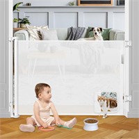 Retractable Baby Gate with Cat Door 55" Wide Baby