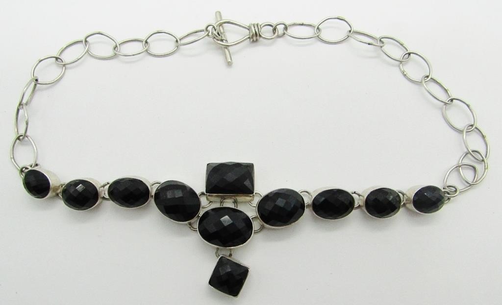 925 Black Prismatic Gemstone Necklace