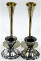 2 Pair Candlesticks: 6" Tall Tapered Stainless