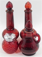 * Vintage Red Ruby Avon Glass Decanters (2 are 6