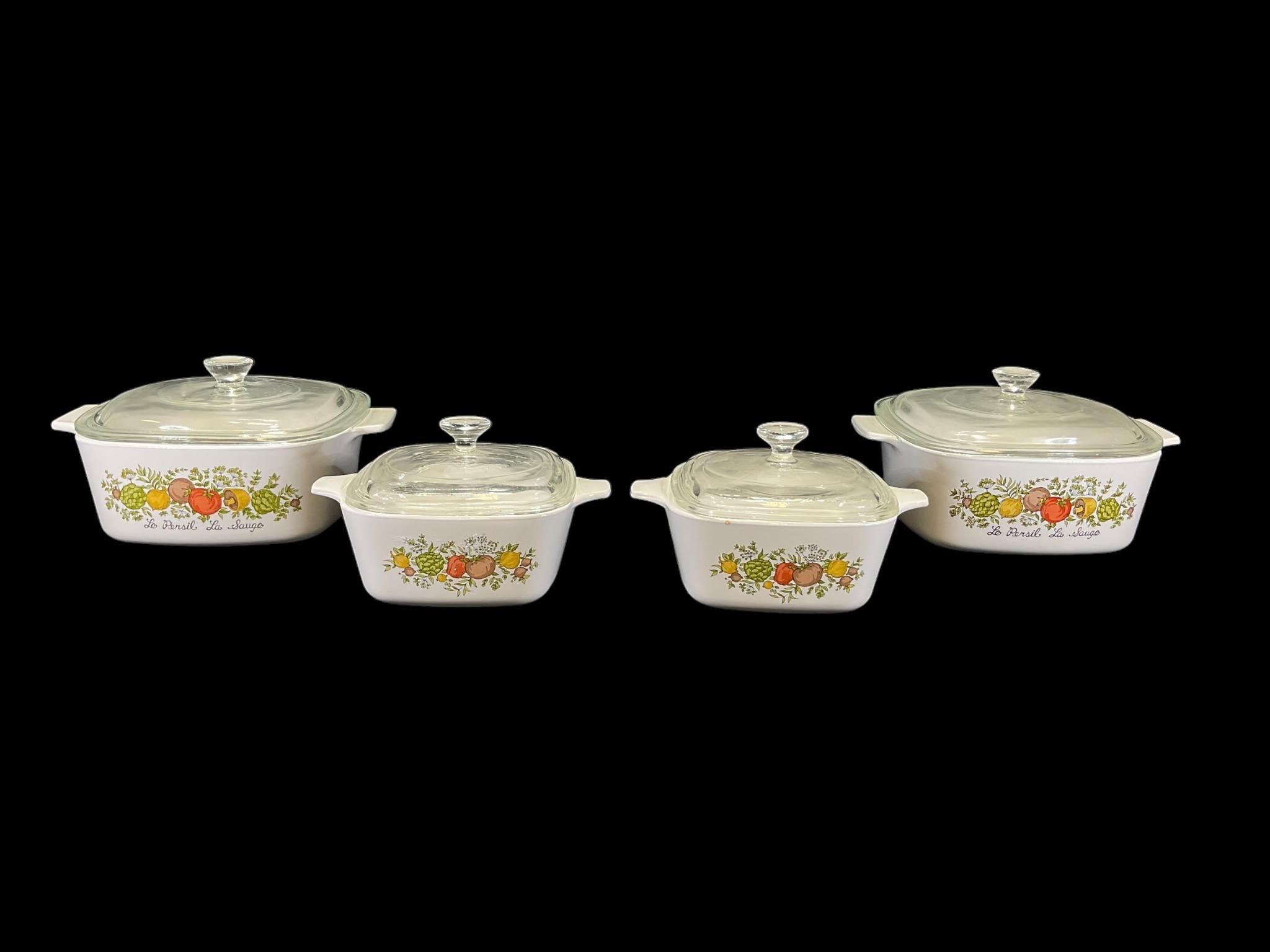 4 Pc Vintage e "Spice of Life" Corning Ware Set