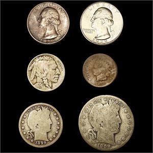 [6] Varied US Coinage [1926-S, 1867, 1932, 1939,