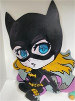 HAND PAINTED WOOD CUTOUT OF BATGIRL k