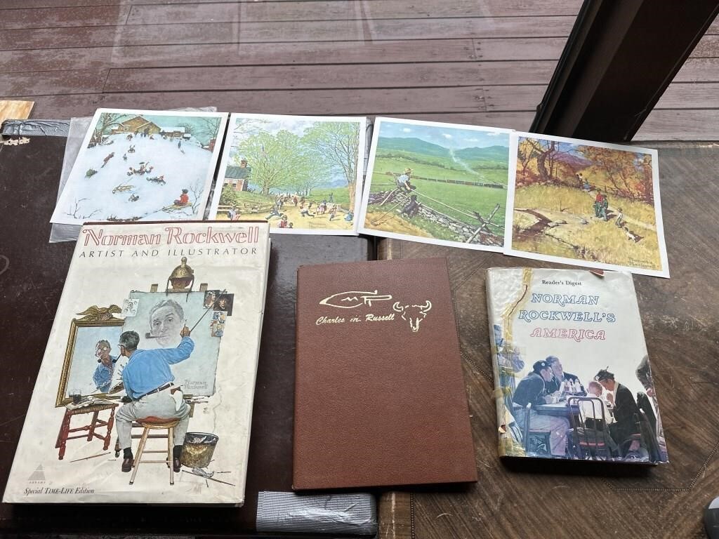 Vintage art books Norman Rockwell & Charles Russel