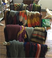 Quilt Racks w/ Knitted & Crocheted Blankets
