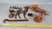 Cast Iron Elk Wall Hangings & Wooden Animals