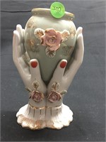 Pretty Vintage Hands Holding Flower Vase