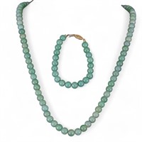 Green Jade Beaded Necklace & Bracelet