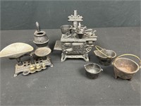 Miniature cast-iron, cook, stove, scale, cold,