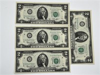 4pcs $2 U.S. Note UNC Serial Num Sequence