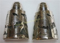 MEXICAN STERLING SALT AND PEPPER SET- WITH INSERTS