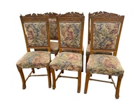 6 OAK CARVED HIGHBACK ANTIQUE CHAIRS