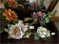Shelf of Capodimonte Flowers and More