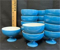 Lot of 11 Blue Ice Cream Bowls