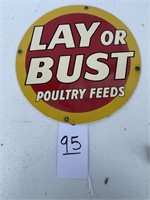 Porcelain Lay or Bust Poultry Feed 11"