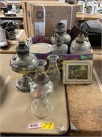 6ct.Antique oil lamps  and collectible plates