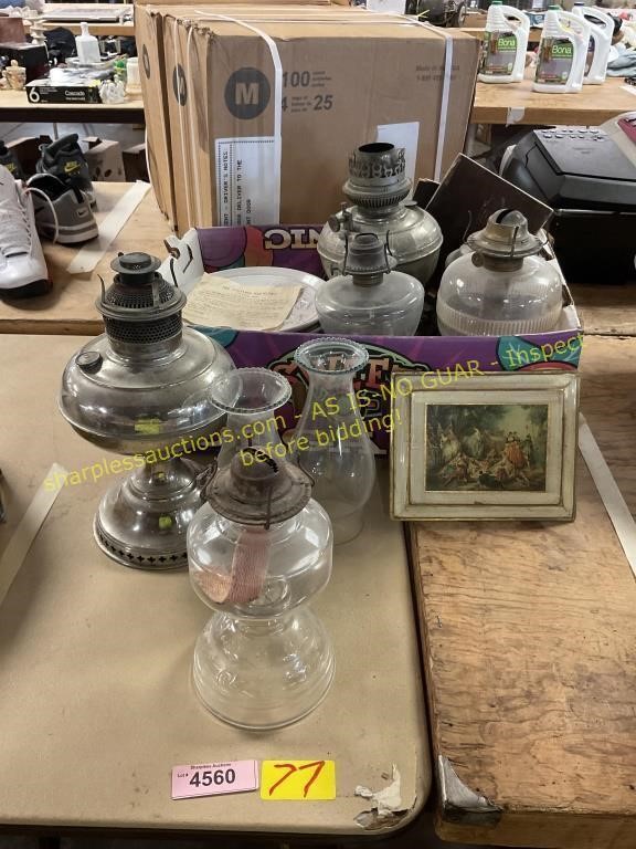 6ct.Antique oil lamps  and collectible plates