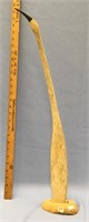 26" whale bone carving of a cormorant mounted on a