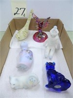 (6) Fenton Pieces - (3) Cats, Clown, Butterfly &