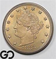 1883 Liberty V Nickel, No Cents
