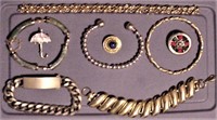 Vtg 9 Pcs Bracelets Pins Necklace