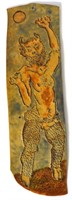 MCM POTTERY EROTIC SATYR ART PLAQUE SIGNED