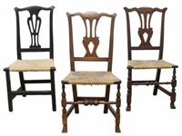 (3) AMERICAN COUNTRY CHIPPENDALE STYLE SIDE CHAIRS