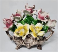 Large Porcelain Roses Centerpiece CAPODIMONTE Ital