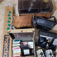 Lot of Mixed Media, Cameras, Turntable, & Screen