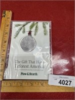 Plow & Hearth pewter Christmas ornament