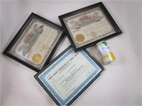 3 certificats d'actions anciens - voir photos