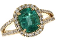 14k Gold 2.36 ct Natural Emerald & Diamond Ring