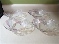 4 Fruity Glass Bowls 7 1/2" L
