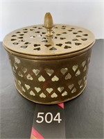3" Vintage Brass Heart Trinket Box