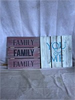 2 wooden signs 16x16