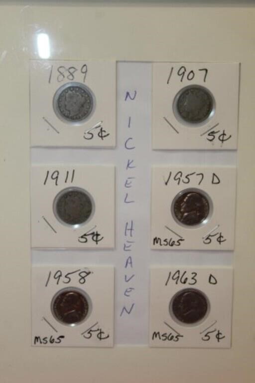 Picture Frame of Nickels, 6psc "Nickel Heaven"
