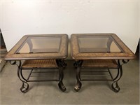 Pair of side tables with metal base a